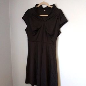 Perfect Little Black Dress w/ Side Zipper Size Large V-Neck 50s Vibe Rockabilly